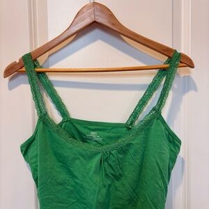 Y2K vintage Green Lace-Trim Tank Top smart set NWT